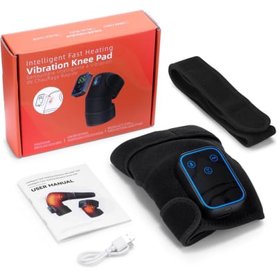 Elektrische Verwarmende Kniebeschermer 3-in-1 Draadloze Bediening Vibratie Elleboog Schouder Knie Massager Ondersteunende Brace Voor Artritis Spierontspanning zwart