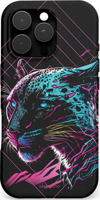 Casetastic hoesje geschikt voor Apple iPhone 16 Pro - MagSafe - Dubbellaagse bescherming - Neon Jager - Fashion Case - Zwart Petrol
