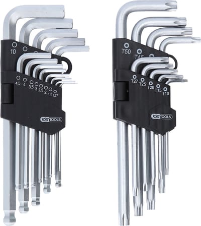 KS Tools 151.4000 TX Haakse schroevendraaierset 1.27 mm, 1.5 mm, 2 mm, 2.5 mm, 3 mm, 3.5 mm, 4 mm, 4.5 mm, 5 mm, 6 mm, 7 mm, 8 mm, 10 mm T 10, T 15, T