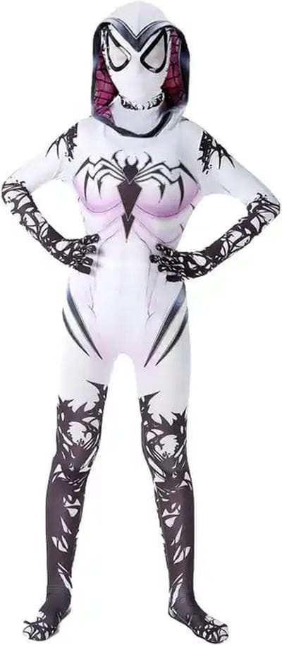 Superheldendroom - Halloween Spider-Gwen - 104 (3/4 Jaar) - Verkleedkleding - Superheldenpak - Actieheld - Carnaval
