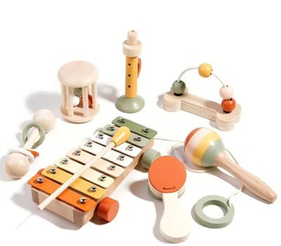 Montessori Speelgoed - Speelgoed 1 Jaar - Muziek Speelgoed - Houten Speelgoed - Baby Speelgoed - Myka's 7 Stuks