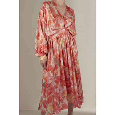 Stenströms Edvina Dress Orange Pattern Maat: XS | Maxi Jurken Outlet | Dames | Oranje