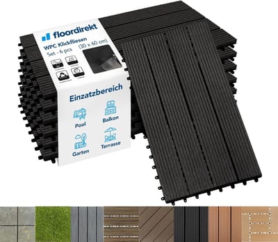 Terrastegels - Balkontegels Kliktegels - Buitenruimte Vormgeven - Weerbestendig Drainagefunctie - 60x30cm 1m² - Antraciet