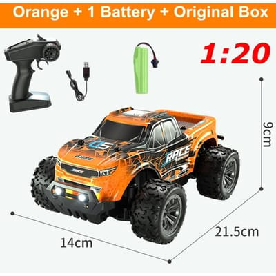 Nieuwe afstandsbediening RC-auto's voor jongens 25 km/u snelle auto voor volwassenen RTR 2WD offroad monstertruck met led-verlichting radiospeelgoed cadeaus voor kinderen 1 battery oranje