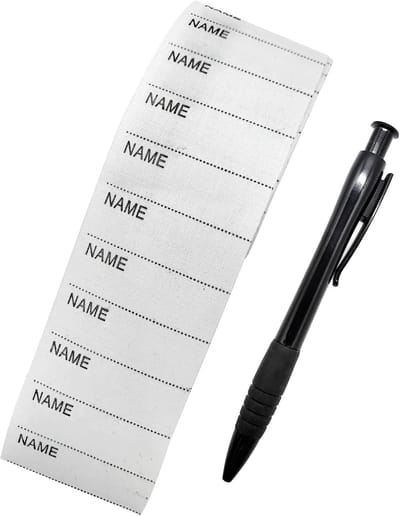 200 stuks strijkbare naamlabels met pen - wasbare labels - geweven labels voor kleding, schooluniformen, tassen, handdoeken, hoeden, handschoenen, sjaals