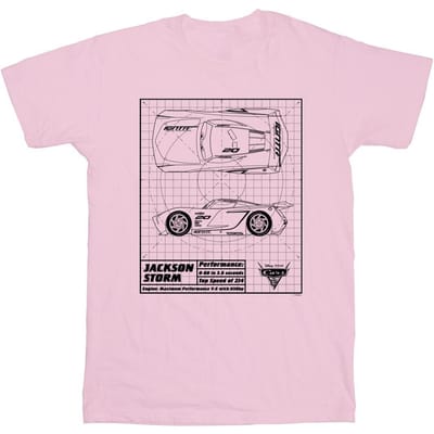 Disney Jongens Cars Jackson Storm Blauwdruk T-Shirt (Baby Roze)