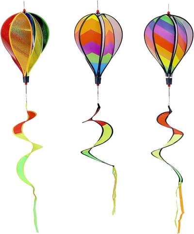 Set van 3 Decoratieve Windzakken voor Buiten - Regenboog Ballontwister