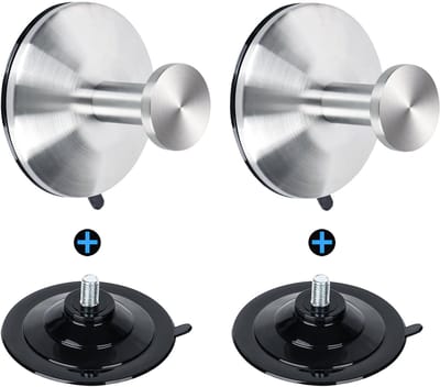 2 stuks zuignaphaak, badjashaak, badkamer, zuignaphaak van roestvrij staal, badjashaak voor badkamer, handdoekhaak voor glas, tegels, spiegels, zonder boren, 2 stuks