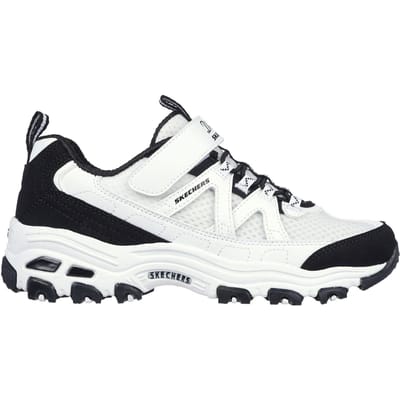 Skechers DLites Chunky platte sneakers voor kinderen (Wit, Zwart)