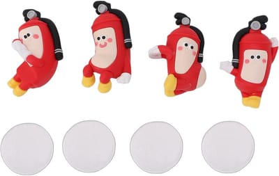 Mini Brandblusser Beeldjes - Hars Sculptuur Set - Bureau Decoratie - Speels Cartoon Ontwerp - 4 stuks - Niet gespecificeerd