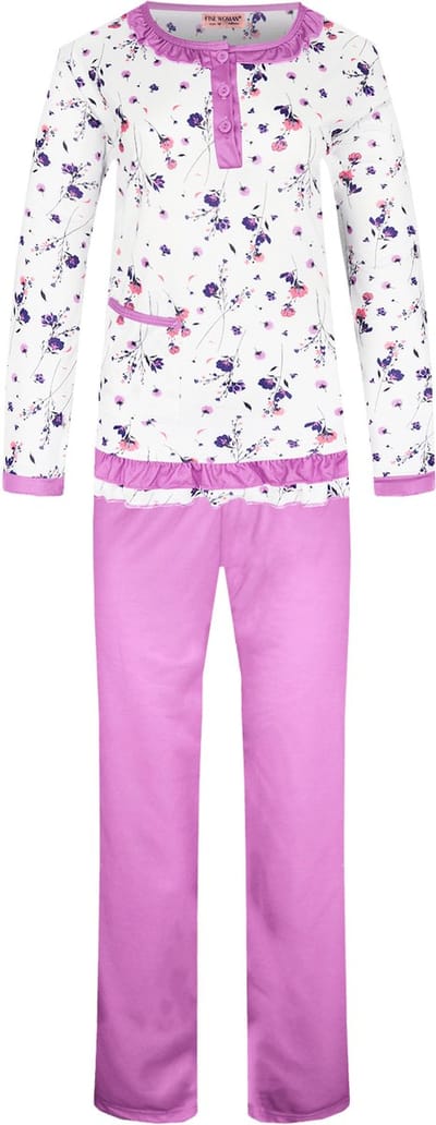 Dames pyjama gebloemd roze M