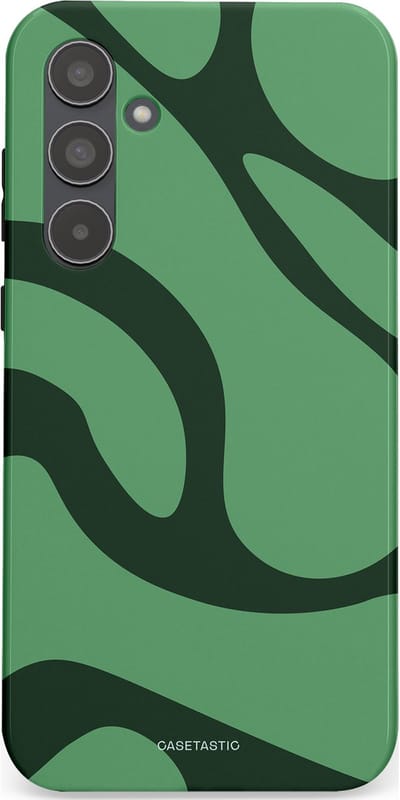 Casetastic hoesje geschikt voor Samsung Galaxy A55 - Dubbellaagse bescherming - Khakigroene Bos Blobs - Fashion Case - Saliegroen Donkergrijs