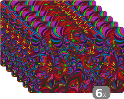 Placemat - Placemats kunststof - Patroon - Jungle - Abstract - 45x30 cm - 6 stuks - Hittebestendig - Anti-Slip - Onderlegger - Afneembaar