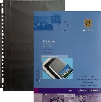 Insteekhoes - Henzo - 10 stuks voor 40 foto's - Fotomaat 13x18 cm - Zwart