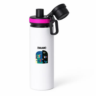 Hacebo® - Duiken met eigen naam waterfles met draaidop roze - Zwemmen - Duiker - Sport - water fles - 850ML