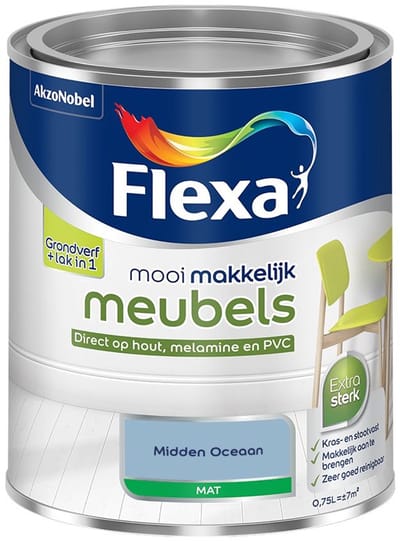 Flexa - Mooi Makkelijk Meubels Mat - Midden Oceaan - Mengverf - 750 Ml