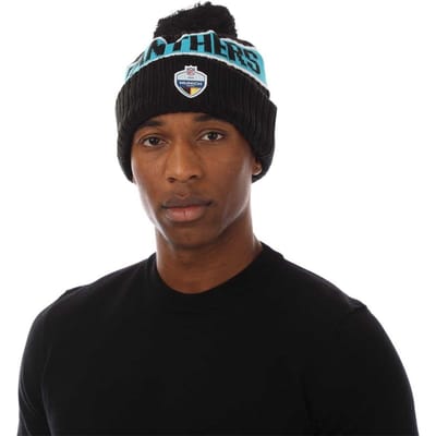 New Era Unisex volwassen Panthers Ribgebreide American Football Bobble muts (Zwart)