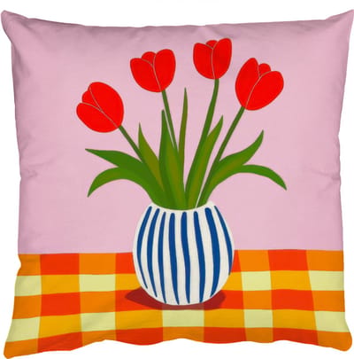 Sierkussens - Kussentjes Woonkamer - 50x50 cm - Tulpen - Roze - Vaas