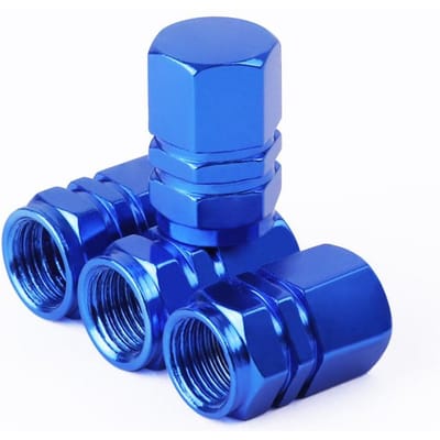 4 Pièces Bouchons de Valve de Pneu de Voiture Style Moleté Bouchon de Valve de Pneu Aluminium Bouchon de Roue de Pneu Bouchon de Valve d'Air Accessoires Universels pour Voiture bleu