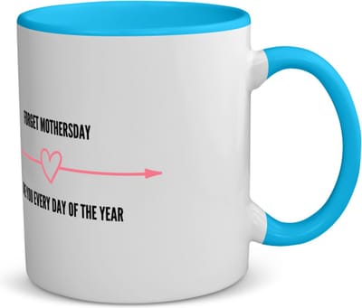 Akyol - forget mothersday i love you every day of the year koffiemok - theemok - blauw - Mama - elke dag houden van je moeder - liefste moeder - verjaardag - cadeau - kado - bedankje - geschenk - 350 ML inhoud