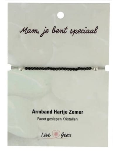 Hartje zomer armband Toermalijn zwart - Moederdag