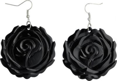 Behave Oorbel hanger 5cm lengte bewerkt met een bloemvormige schelp - roos