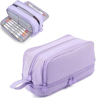 Dailygoods- Kleurpotlodentas Grote Inhoud - Uniseks - 4 Vakken - Voor