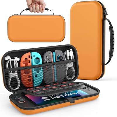 Draagbare en Beschermende Hard Shell Case voor Nintendo Switch 2 met Pockets voor Accessoires en 10 Cartridges, Oranje