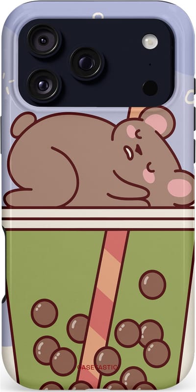 Casetastic hoesje geschikt voor Apple iPhone 17 Pro Max - MagSafe - Dubbellaagse bescherming - Bubbelthee Droom - Fashion Case - Taupe Zilver Lila