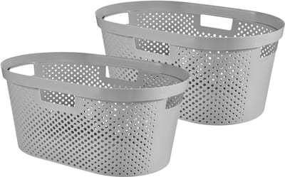 Curver Infinity Recycled Dots Wasmand - 40L - 2 stuks - Grijs