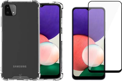 Hoesje geschikt voor Samsung Galaxy A22 4G - Backcover Transparant - Screen Protector - Shockproof Hoesje