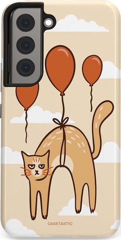 Casetastic Hoesje Geschikt voor Samsung S22 - Stijlvolle Beschermende Duo-layer Case - Kattenfeest Ballonnen