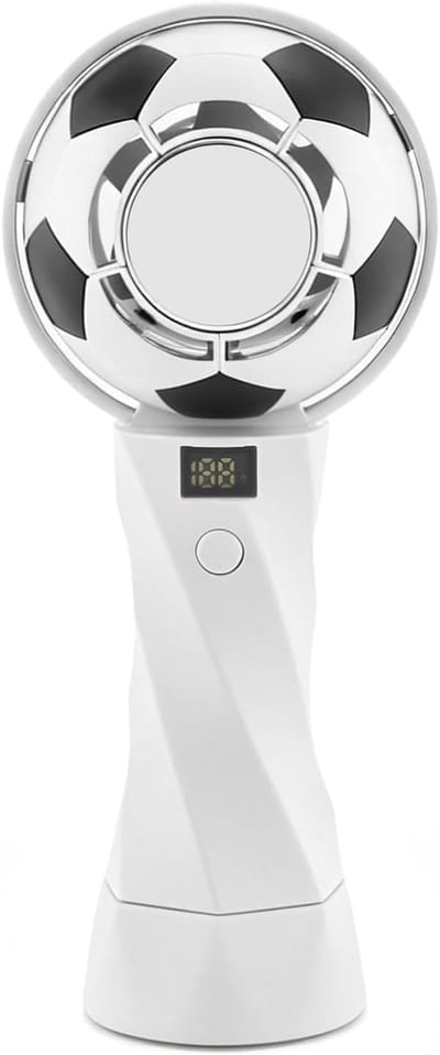 Handventilator, oplaadbare draagbare ventilator, handventilator met 100 windsnelheden, mini draagbare ventilator, 3000mAh capaciteit, 3000mAh batterij, 3000mAh capaciteit, digitaal display, USB-C, reisventilator, voetbalvormig
