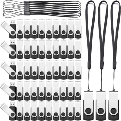 USB Flash Drives - Geheugensticks - Bestanden Opslaan - Draaibaar Ontwerp - 50 Stuks 128MB - Zwart Zilver