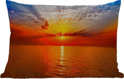 Buitenkussens - Tuin - Zonsondergang - Zee - Lucht - Oranje - Horizon - Water - 50x30 cm