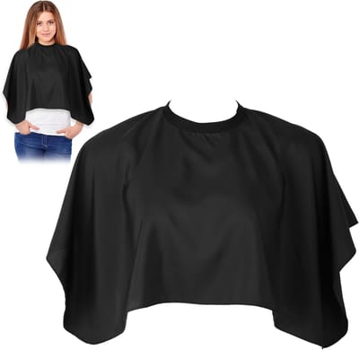 Waterdichte Kapperscape voor Volwassenen, Ideaal voor Haarknippen en Kleuren, Zwart, 40–44 cm Halsomvang, 35 cm Lengte, Professionele Haarverzorging