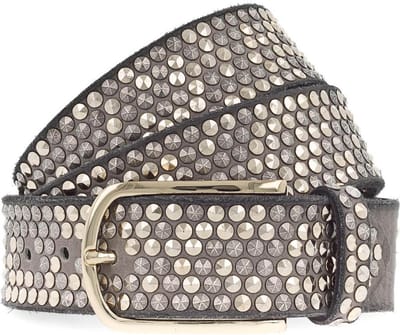 b.belt Leren Riem Nietengürtel Zoe Gold W75 Taupe Grijs