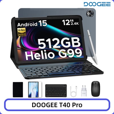 DOOGEE T40 Pro Tablet 20GB 512GB 12 inch 2.4K scherm Helio G99 10800mAh batterij Quad speaker 7,6 mm ultradunne Android 15 Smart Pad