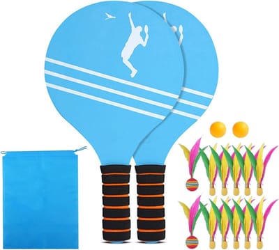 Outdoor Speelgoed Set voor Kinderen - 2 Rackets, 12 Springballen en 2 Duurzame Plastic Ballen voor Strandplezier en Actieve Spellen
