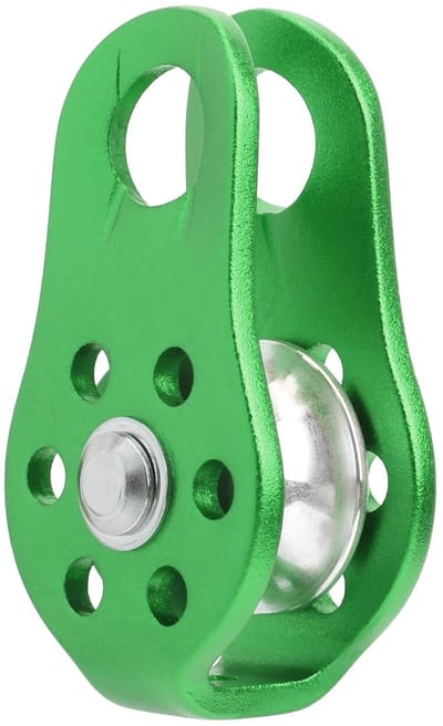 Klimkatrol Vaste Zij - Luchtvaartaluminium Katrol - Rotsklimmen Luchtwerk - Kogellagers Minimaliseren Wrijving - 82 cm 2000 kg - Groen