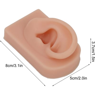 Siliconen Oor Model Zacht Flexibel Rechteroor Herbruikbaar Menselijk Oor Model voor Oorpiercing Training En Oorbellen Display