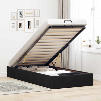 vidaXL - Bedframe - zonder - matras - 100x200 - cm - fluweel - zwart