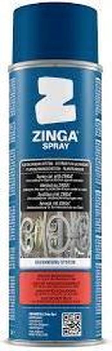 Zinga Zinga verf - primer - metaalverf - coating - koudgalvanisatie - spray 500 ml - Grijs met aluminium aspect