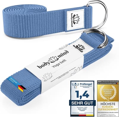 Thijox - Yogariem van 100% Natuurlijk Katoen 250 cm - D-ring Sluiting voor Beginners en Gevorderden - Ideaal voor Yoga, Pilates en Fitness Oefeningen