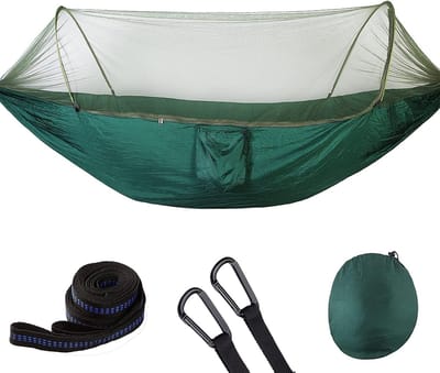 Pop Up Hangmat - Kampeer Hangmat - Snel Opzetten - Lichtgewicht Bed - 250x120cm - Donkergroen