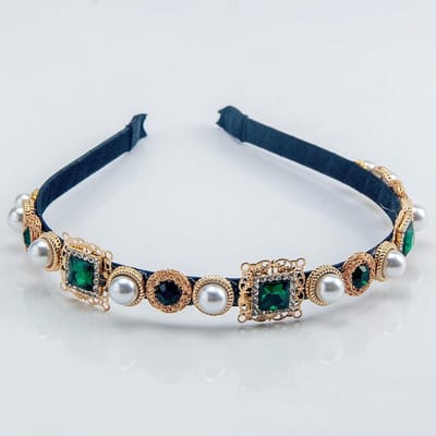 Glanzende Vintage Strass Haarband Dames - Zilveren Parel Hoofdband - Brede Padded Bruiloft & Feest Accessoire