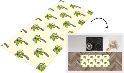 Keukenloper - Loper keuken - Palmboom - Patronen - Kokosnoot - Tropisch - 120x50 cm - Keukenloper vinyl