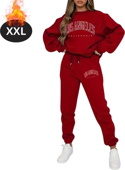 Nivard Joggingpak - Huispak - Volwassenen - Trainingspak - Comfortabel - Joggingsbroek - Tracksuit - Dames - Winter - Rood - XXL
