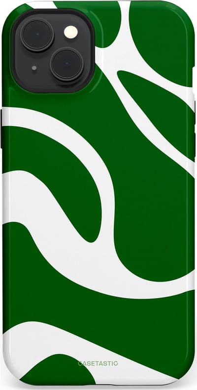 Casetastic Hoesje Geschikt voor Apple iPhone 15 Plus Magsafe - Stijlvolle Beschermende Duo-layer Case - Groene Golven