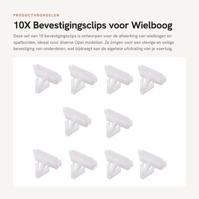 Dailygoods- Spatbordclips 10x - Bevestigingsclips Auto - Onderdeelnummer 11588818 - Voor Opel Crossland X/Mokka - Hoge Kwaliteit - Directe Vervanging